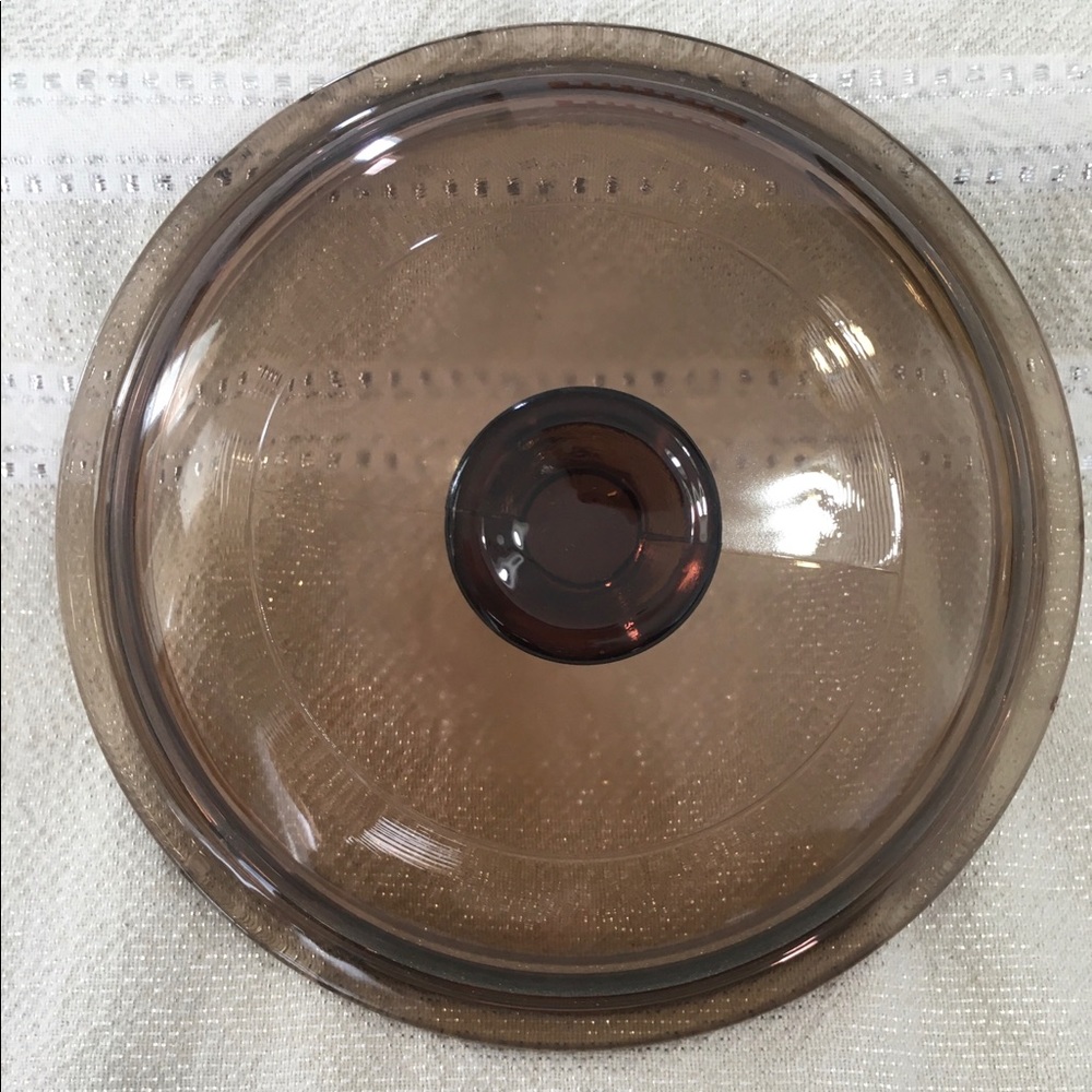 Pyrex Fireside V-1-C 1 Qt Round Casserole Replacement Lid Amber/Brown 6 1/4”